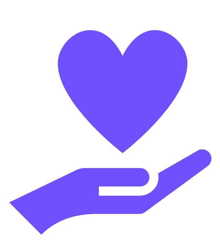 Coeur + main violet